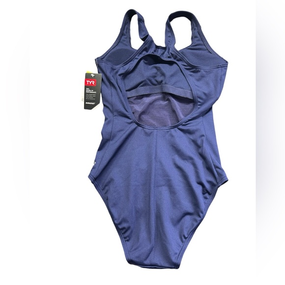 TYR womens DURAFAST ELITE navy blue solid max athletic one piece size 6 NWT - Picture 7 of 7